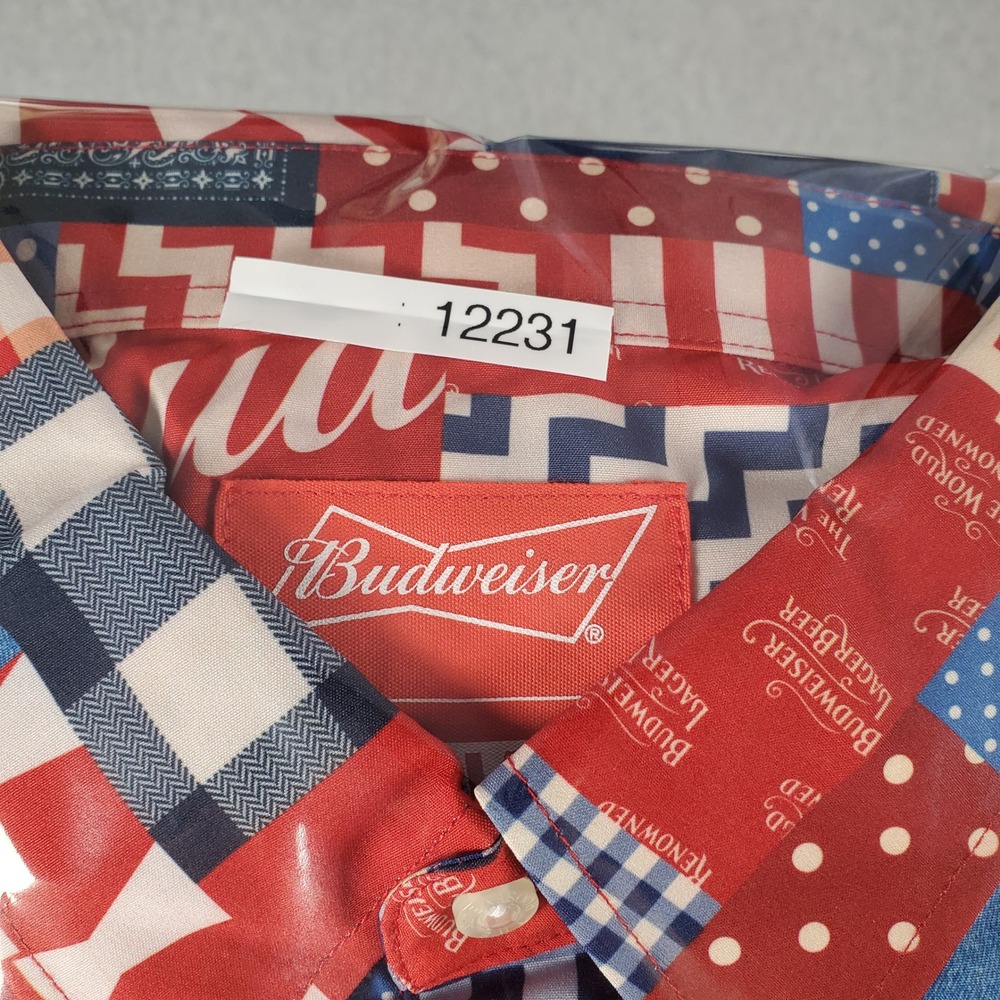 RSVLTS Budweiser Bud-dana KUNUFLEX Shirt Mens 2XL Long Sleeve Button Down Red - Picture 13 of 13